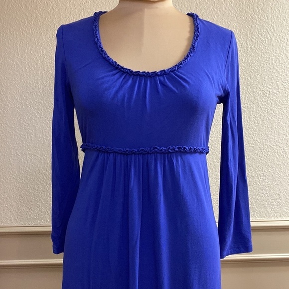 Boden cornflower blue knit ruffle scoop neck long sleeve‎ midi dress - Picture 2 of 6